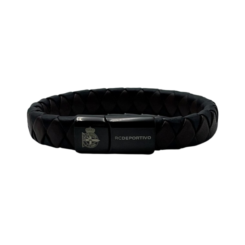 PULSERA PIEL  RC DEPORTIVO - MARRÓN Y NEGRA