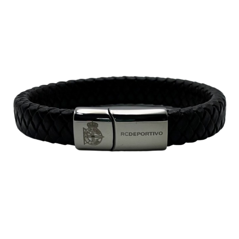 PULSERA SIMPLE PIEL NEGRA RC DEPORTIVO - Unico